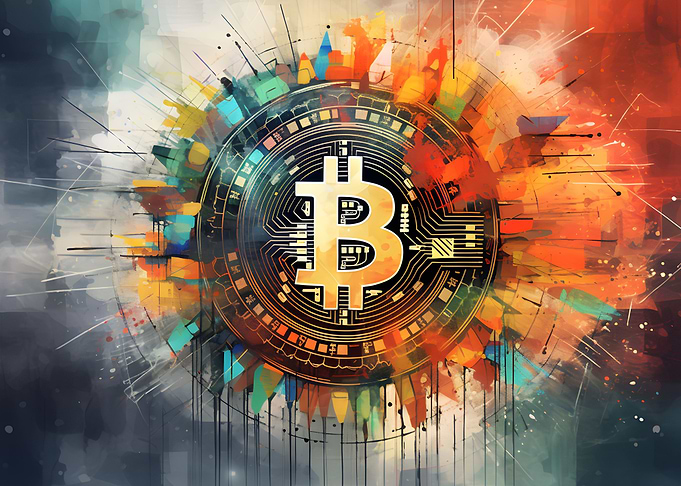 Abstract Bitcoin Logo Art