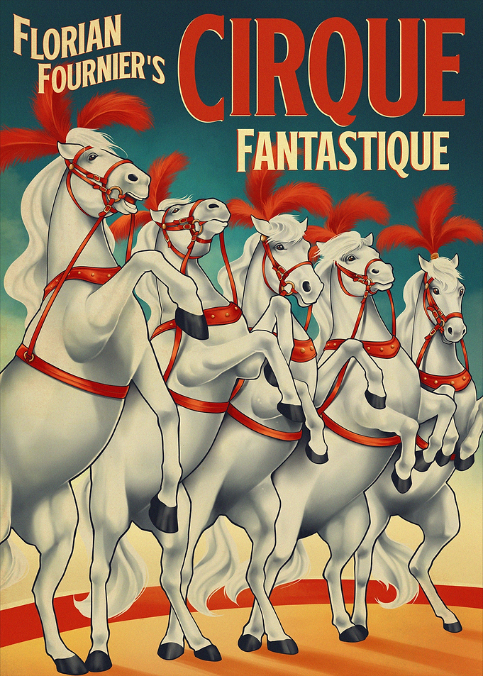 White Circus Horses