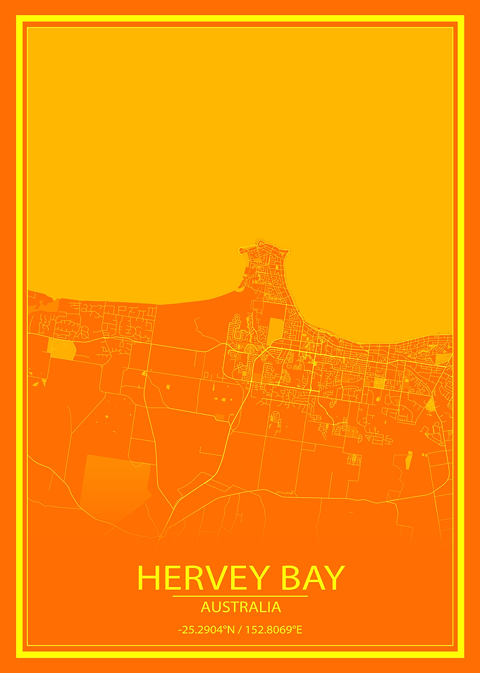 Hervey Bay AUS Orange Map