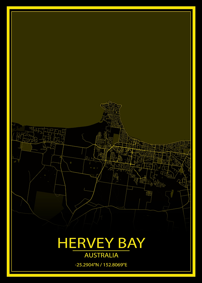 Hervey Bay AUS Yellow Map