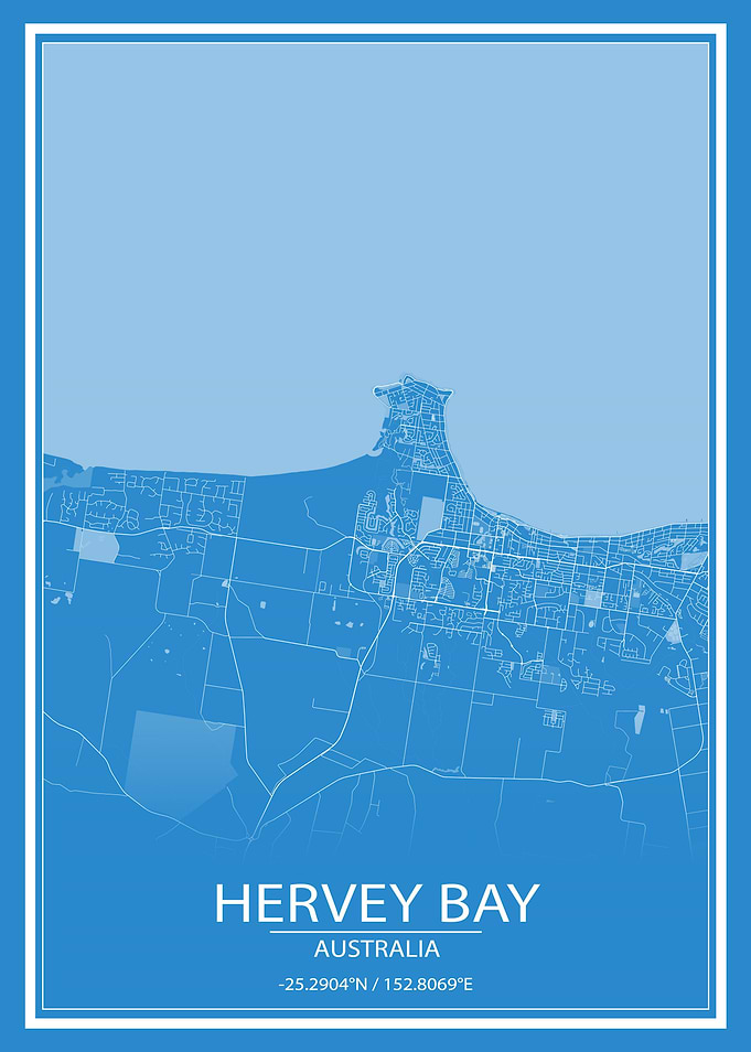 Hervey Bay AUS Blue Map