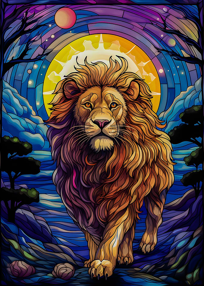 Abstract Lion Stained Glas