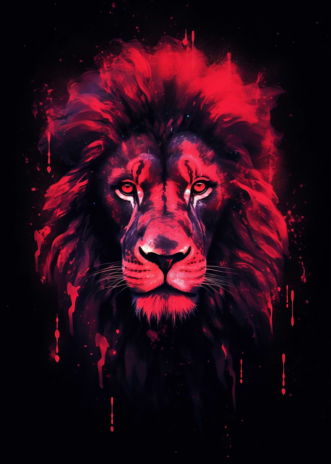 Neon Red Lion