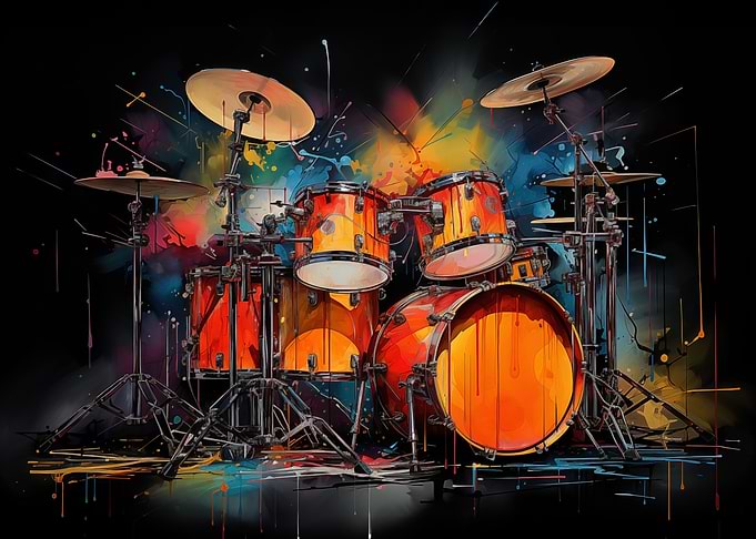 Drums Alcohol Ink Drawing