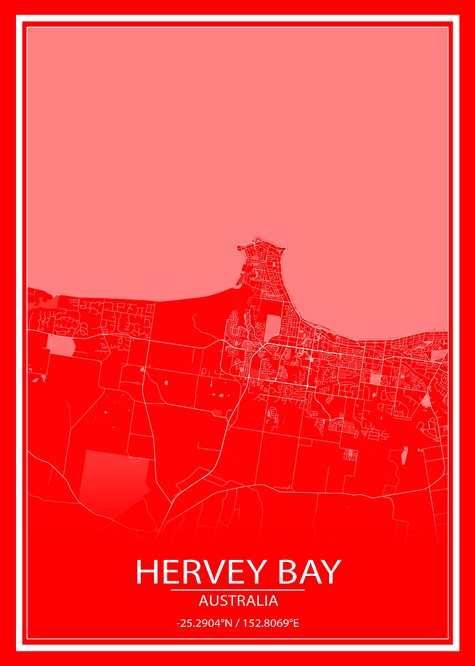Hervey Bay Red White Map