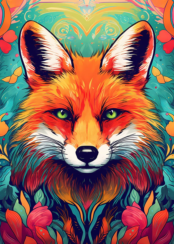 Red Fox Potrait Abstract