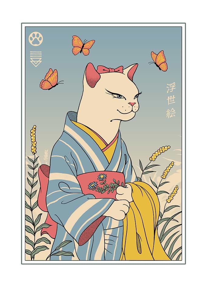 White Cat Ukiyo e