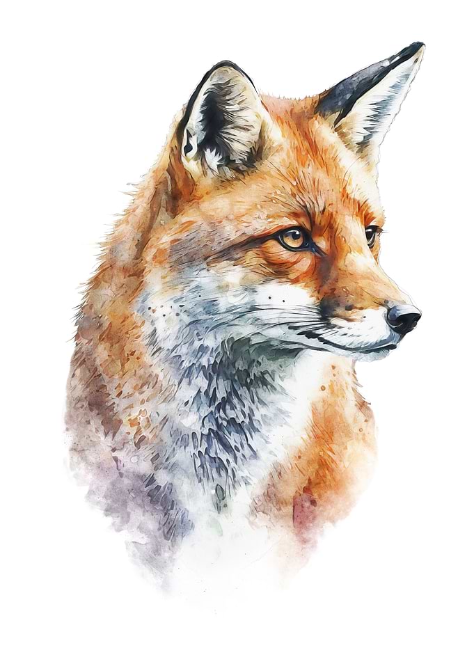 Red Fox Watercolor Art