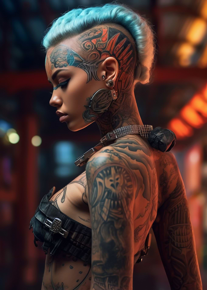 Cyberpunk Tattooed Lady