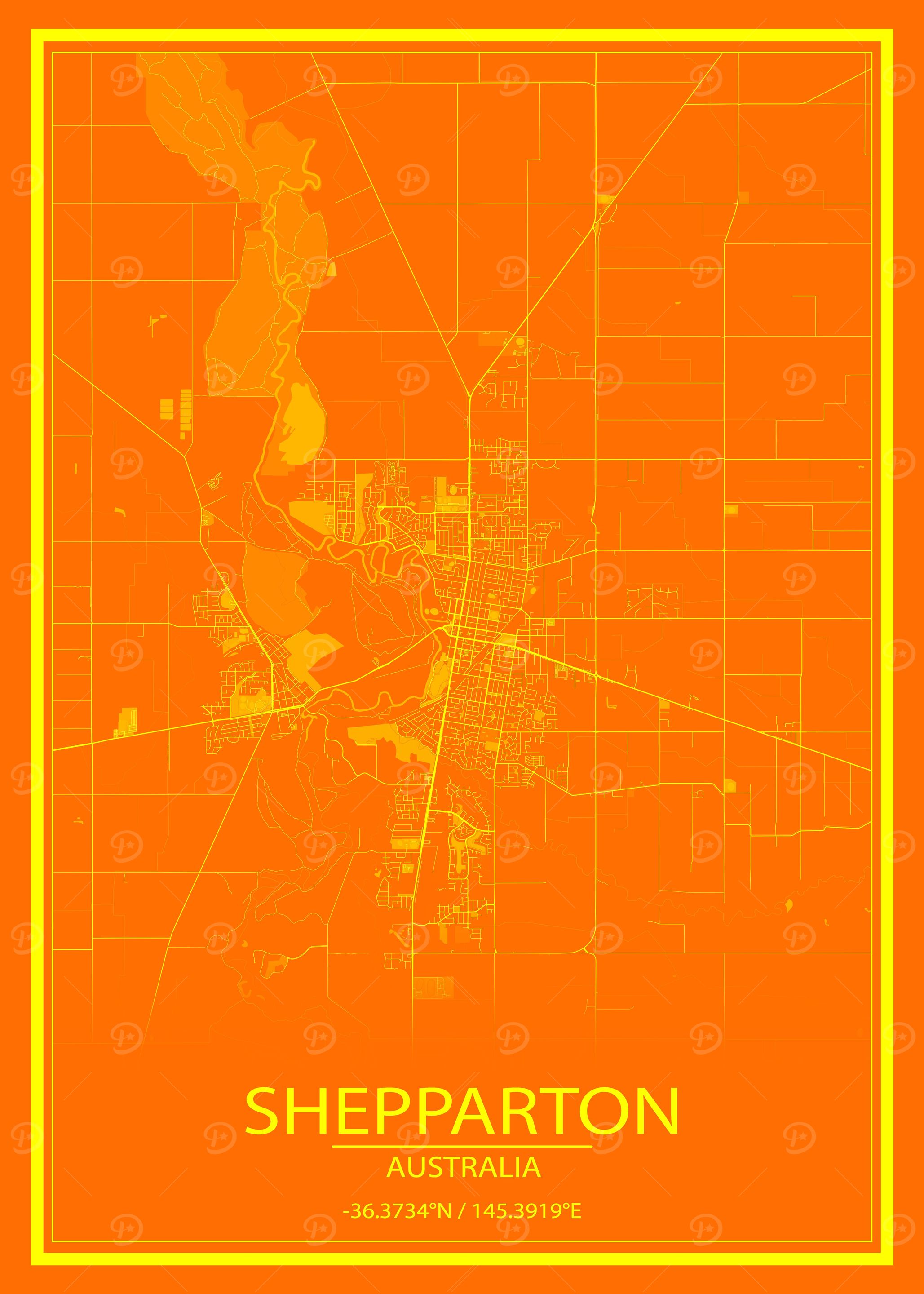 Shepparton AUS Orange Map