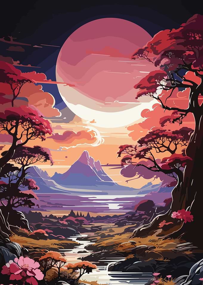 nature full moon mountain