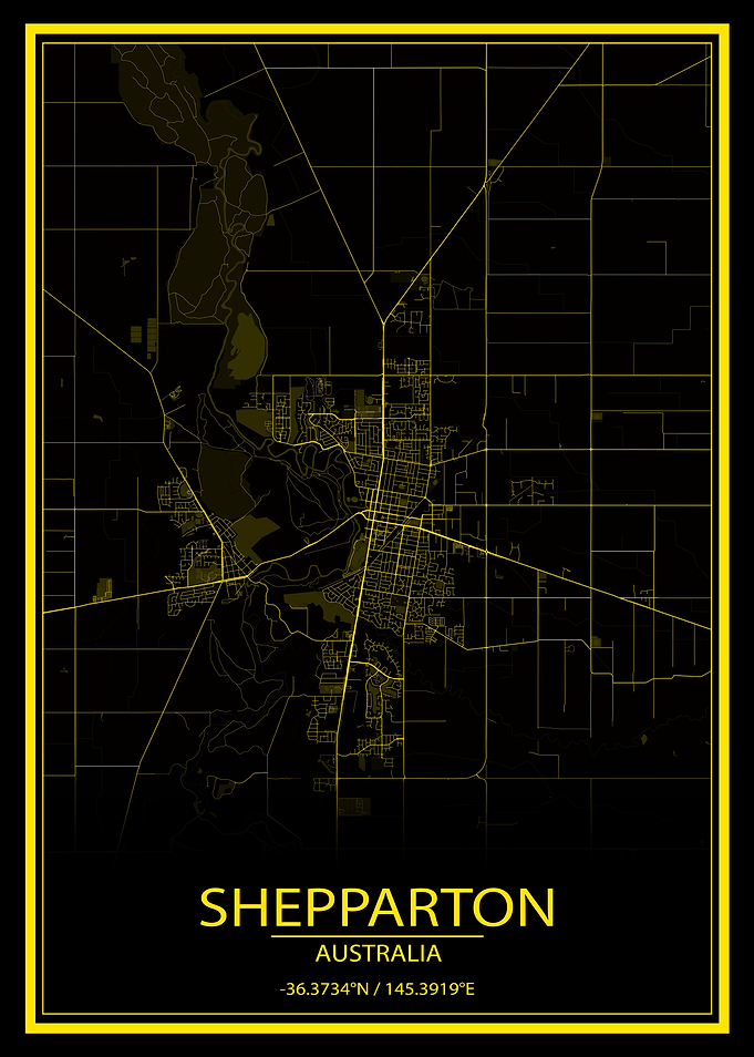 Shepparton AUS Yellow Map