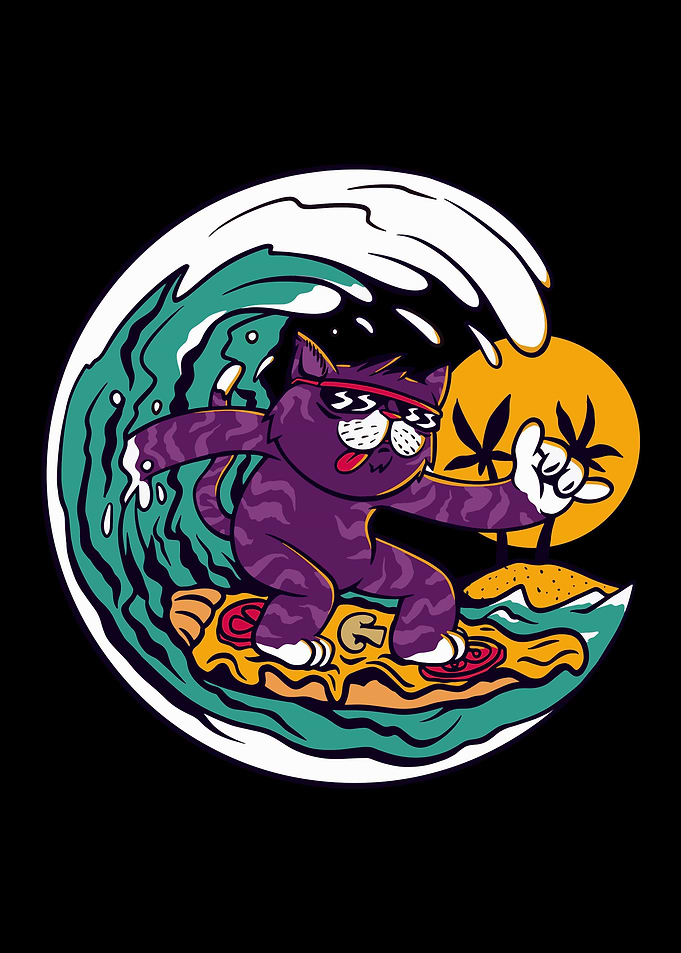 Surfing Pizza Cat