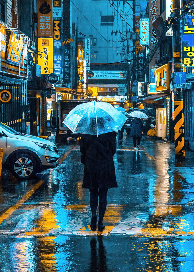 Neon Nights and Umbrellas