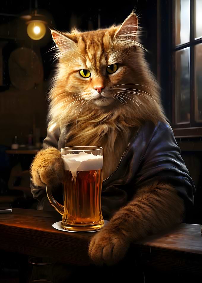 Funny Cat on Tavern Table