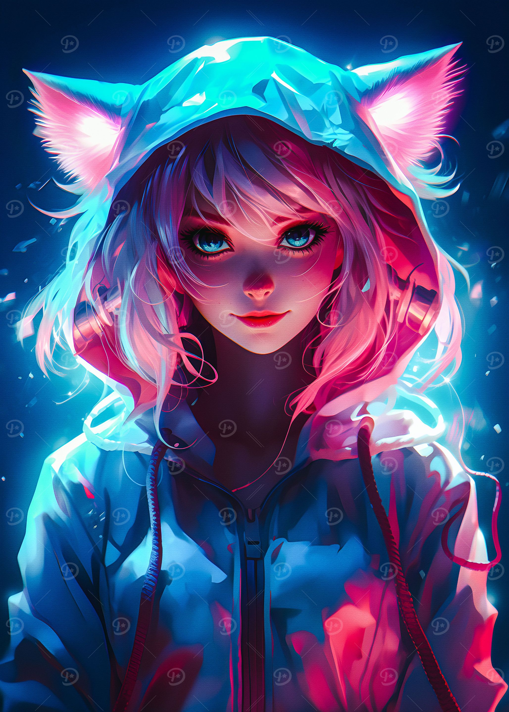 Cute Cat Girls Neon