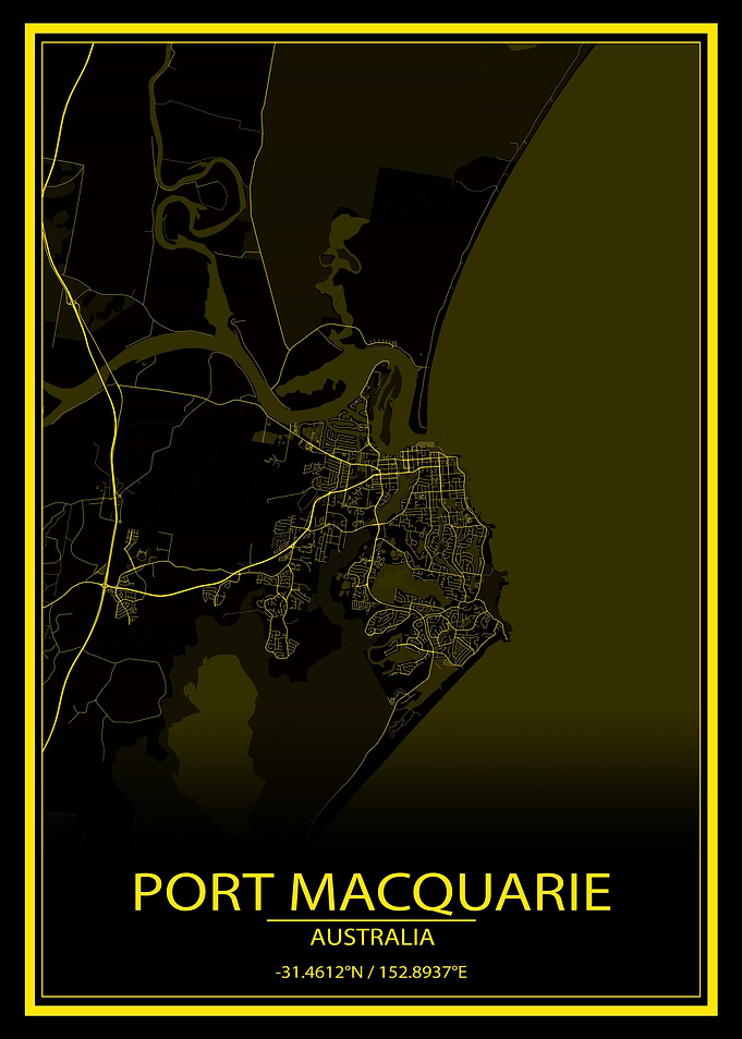 Port Macquarie Yellow Map