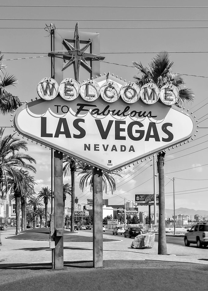 Monochrome LAS VEGAS Sign