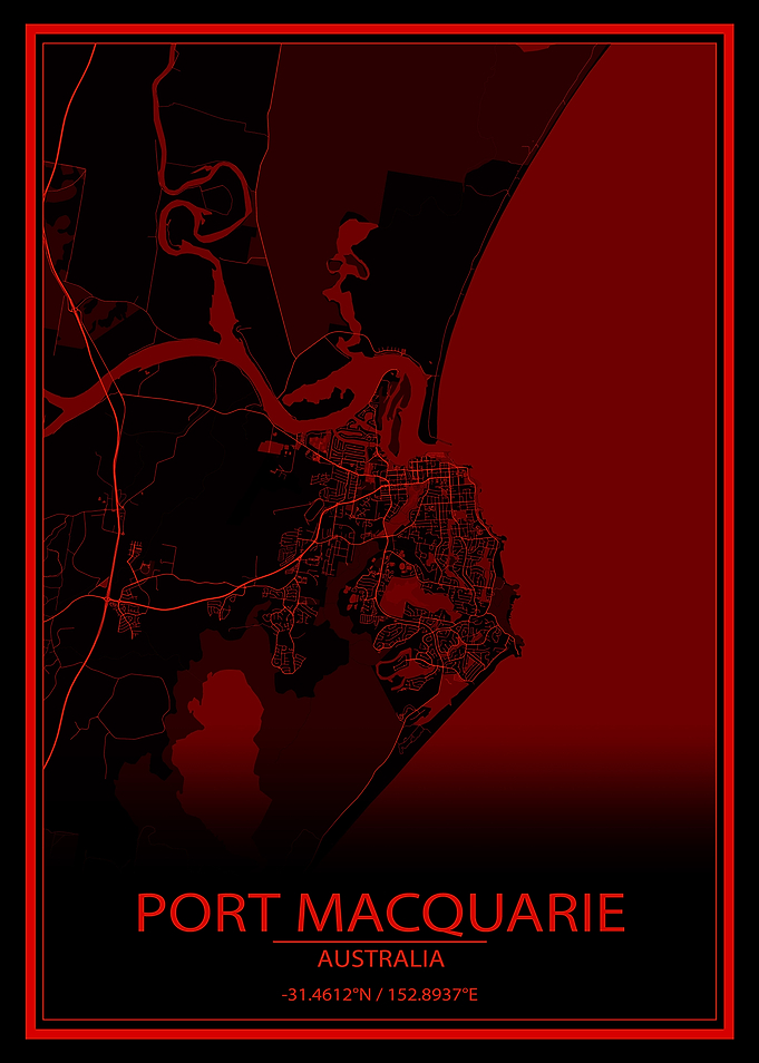 Port Macquarie AUS Red Map
