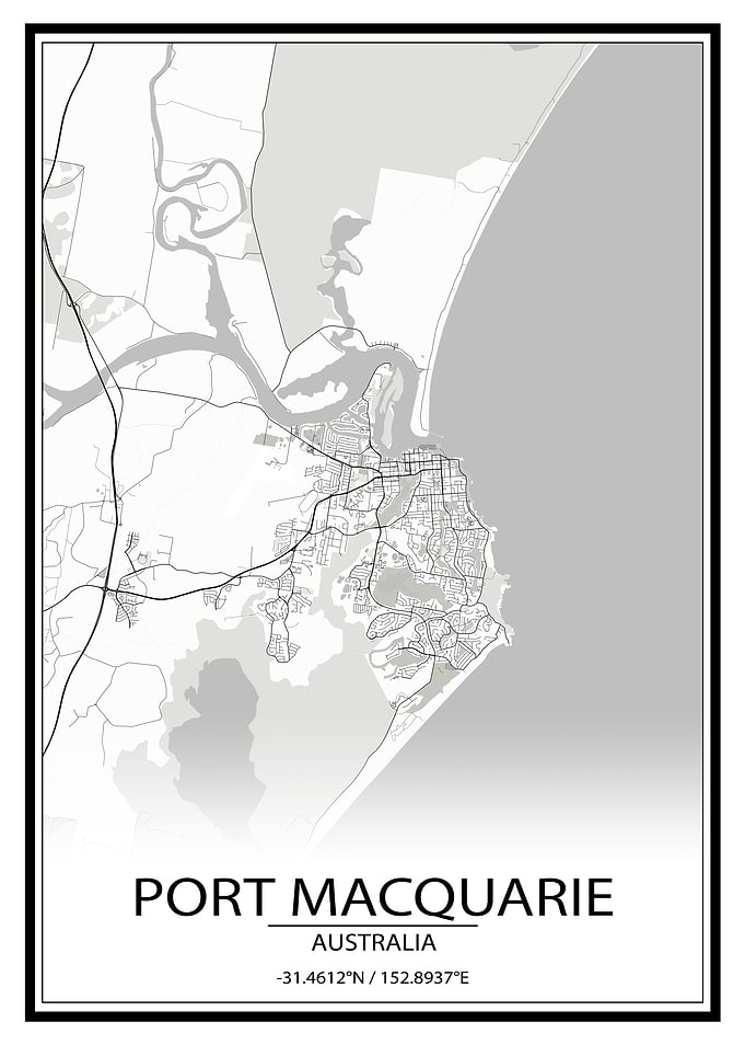 Port Macquarie White Map