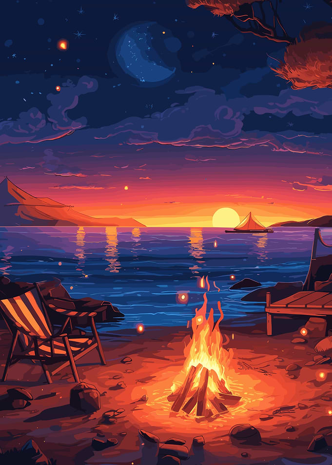 Cozy Beach Bonfire