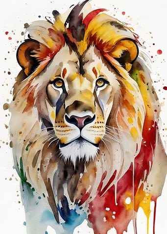 Watercolor Painted Lion