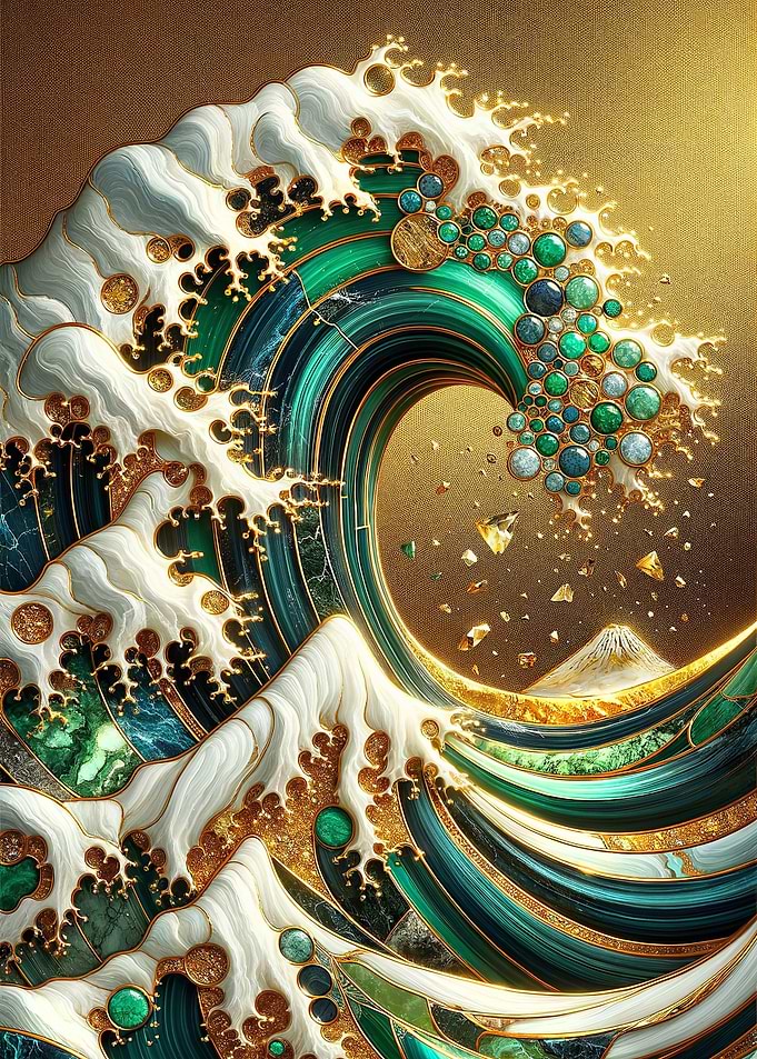 Gold Great Wave Abstract