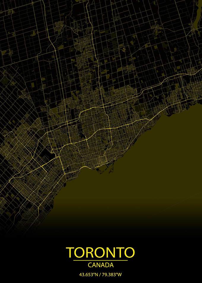 Toronto Canada Yellow Map