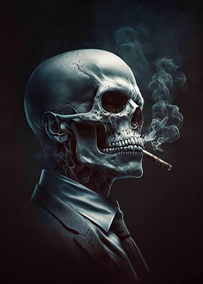 Skull with Cigarette