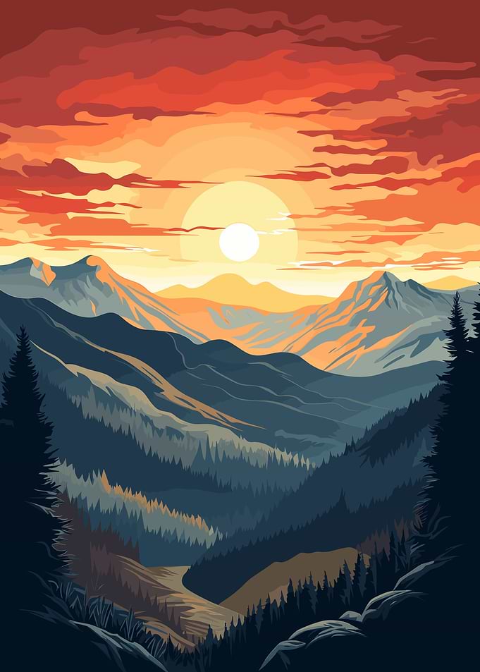 Sunset in Mountains