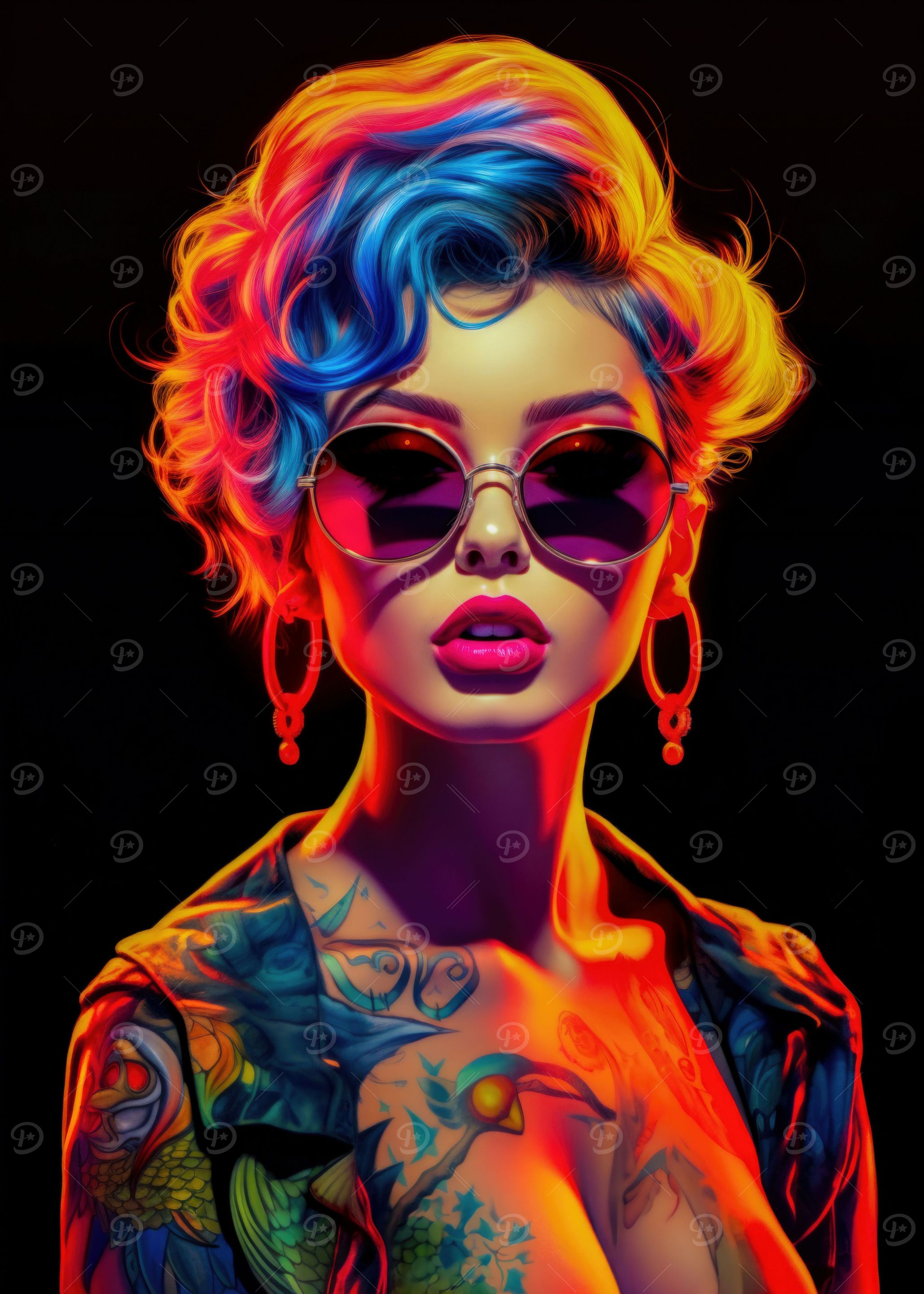 Neon Pin Up Girl