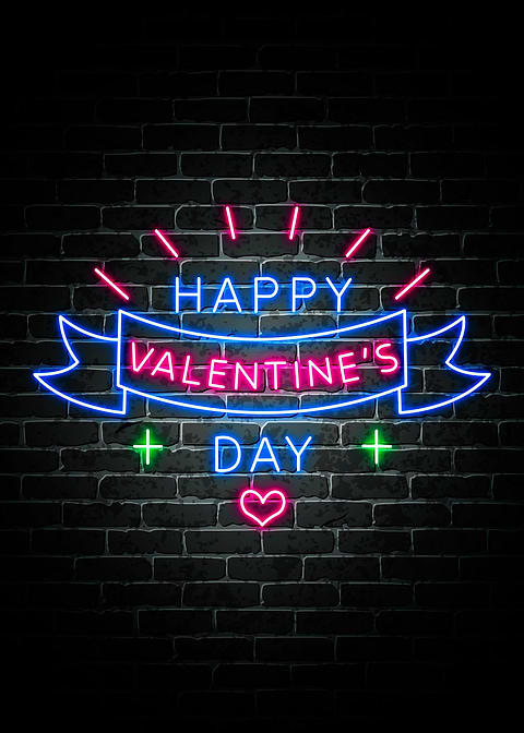 Happy Valentine Neon Quote