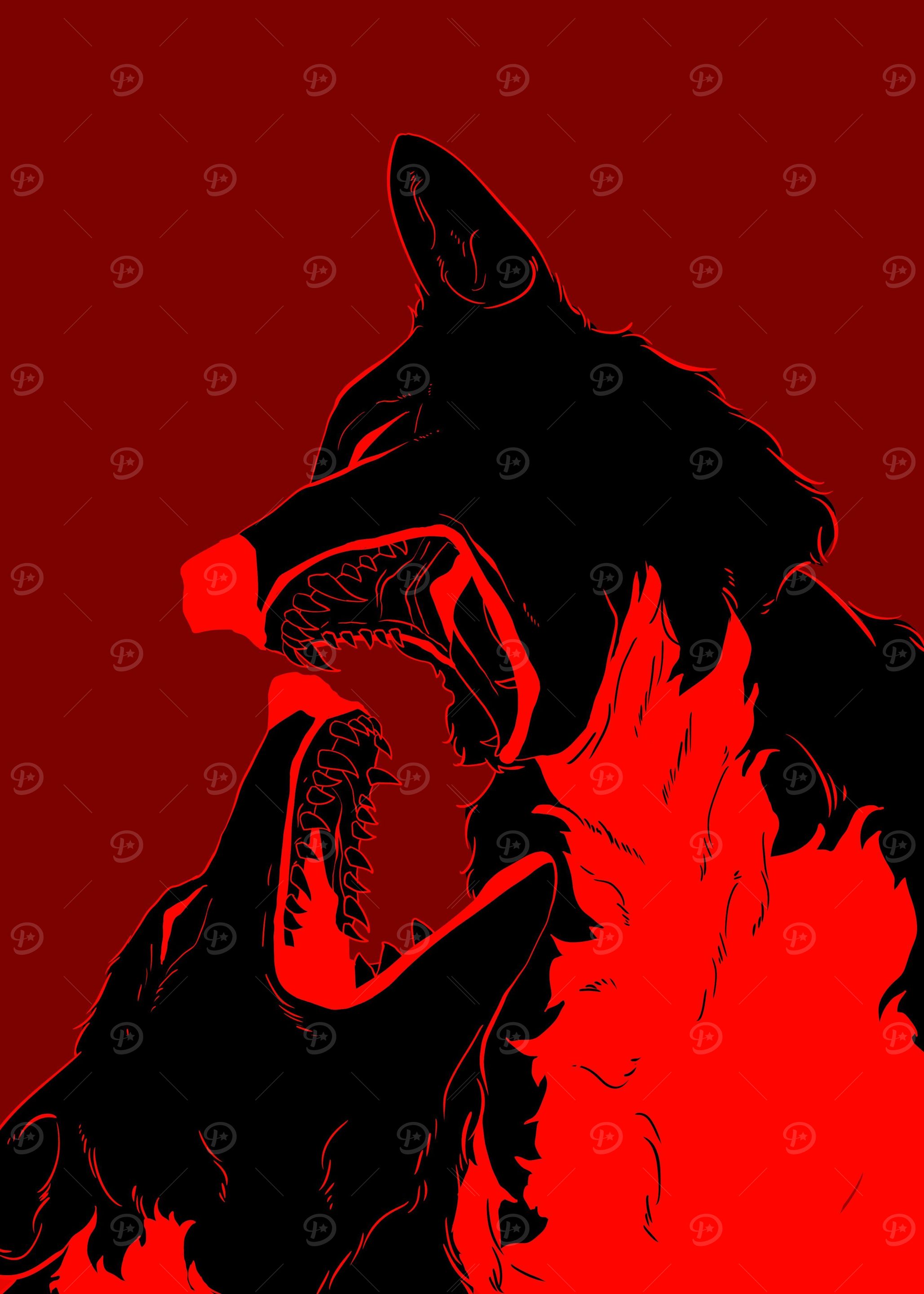 two dogs fight