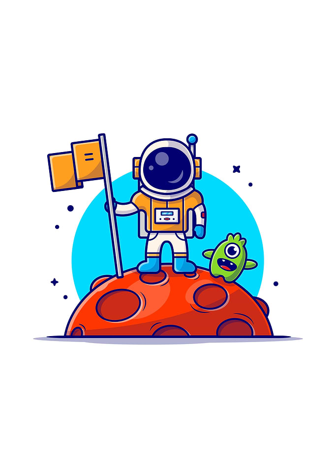 Cute Astronaut On Moon