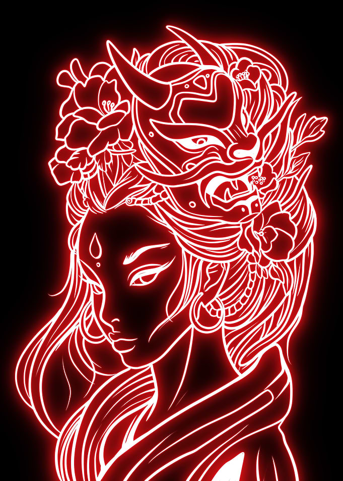 japanese geisha neon