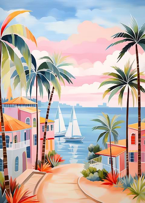 Coastal Matisse Art — living room metal wall art
