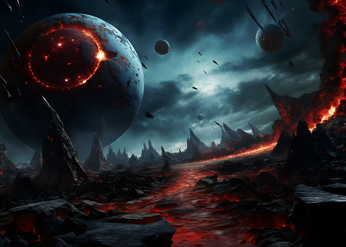 Space Landscape Red Sky