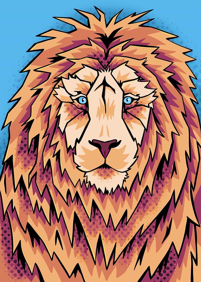 Gold pop art lion
