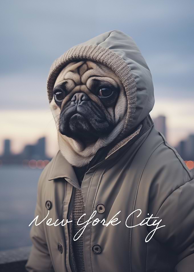 Cute Pug New York Fashion