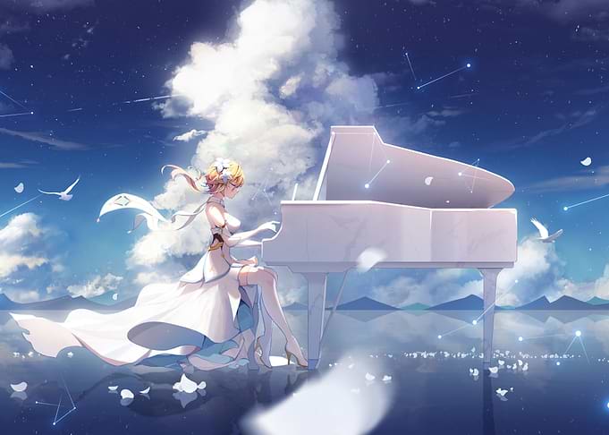 Girl playing pinano