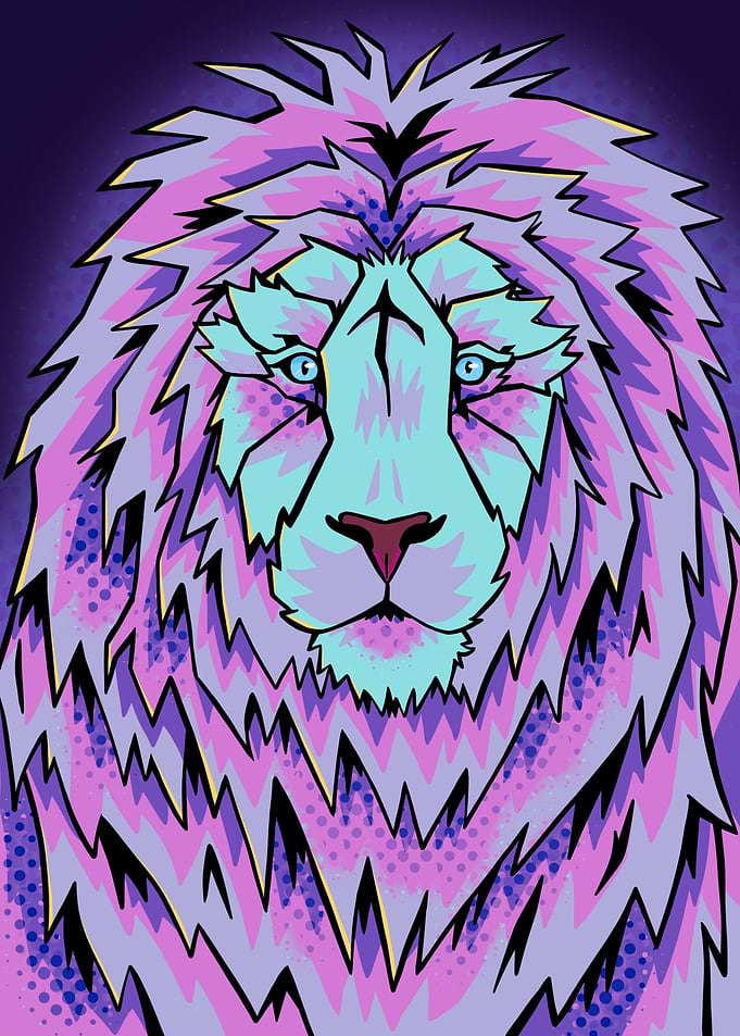 Neon pop art lion