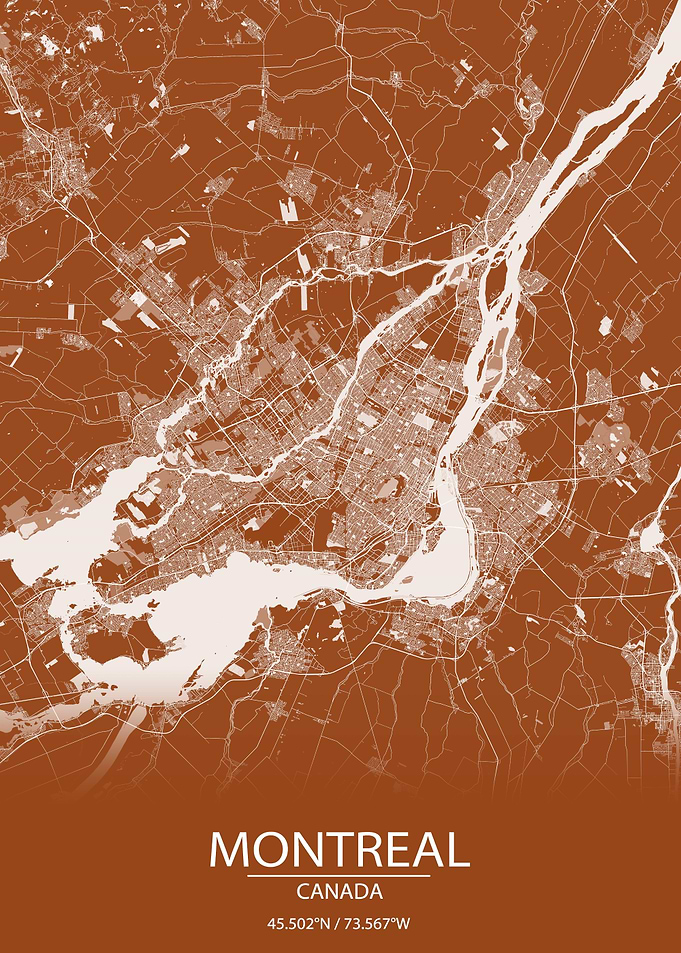 Montreal Canada Brown Map
