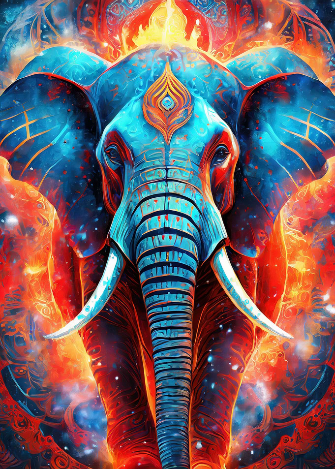 Mystical Neon Elephant