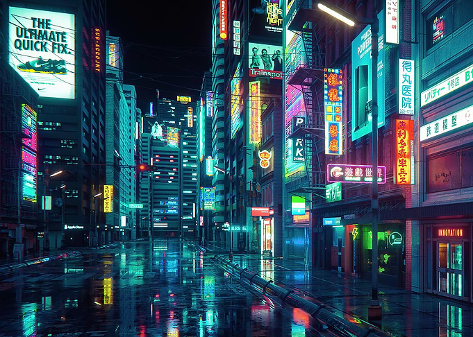 Japanese Night Buildings