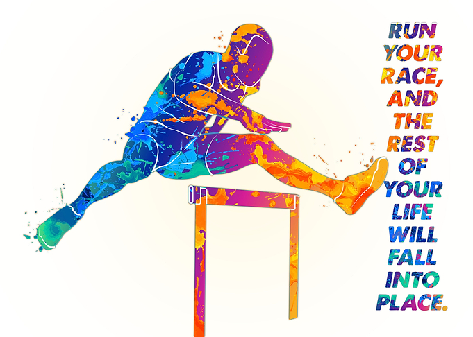 Man jumping over hurdles