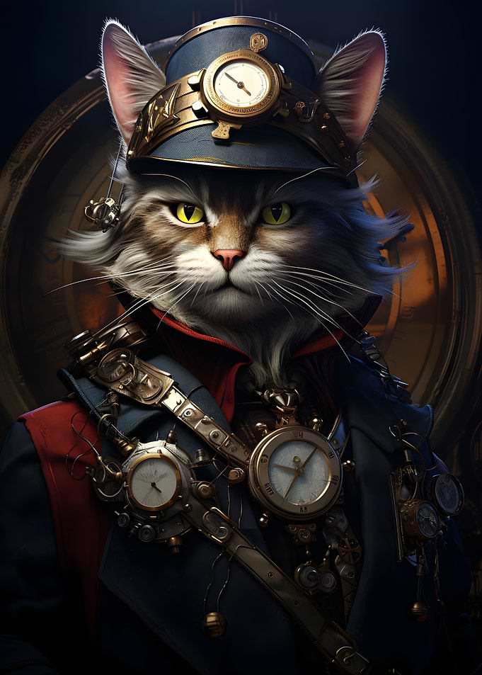 Steampunk Clock Cat