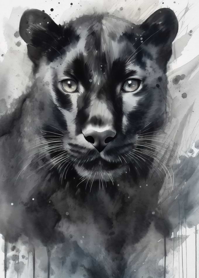 Watercolor Painted Panther