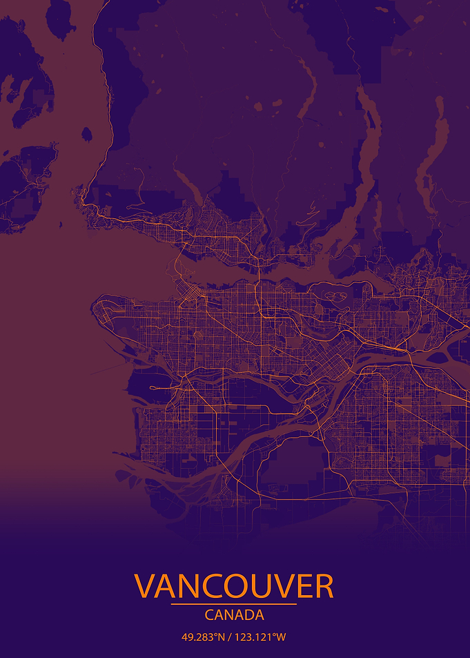 Vancouver BC Purple Map