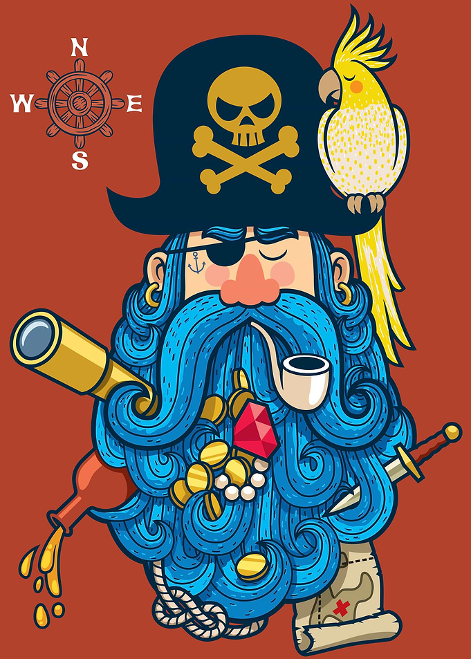 Pirate Portrait on White