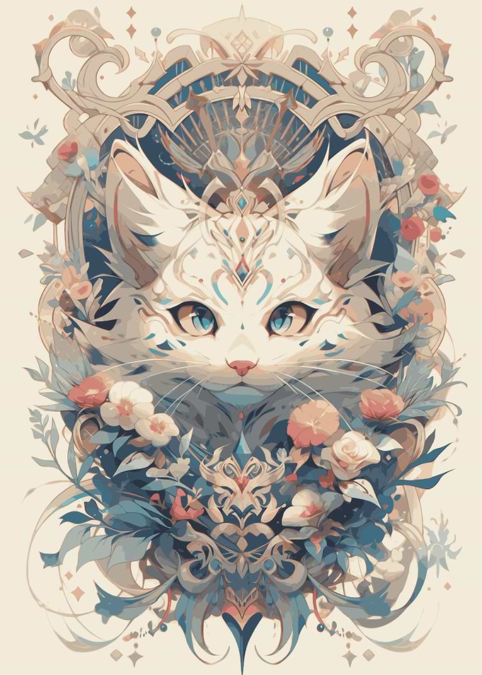 Floral Feline Elegance